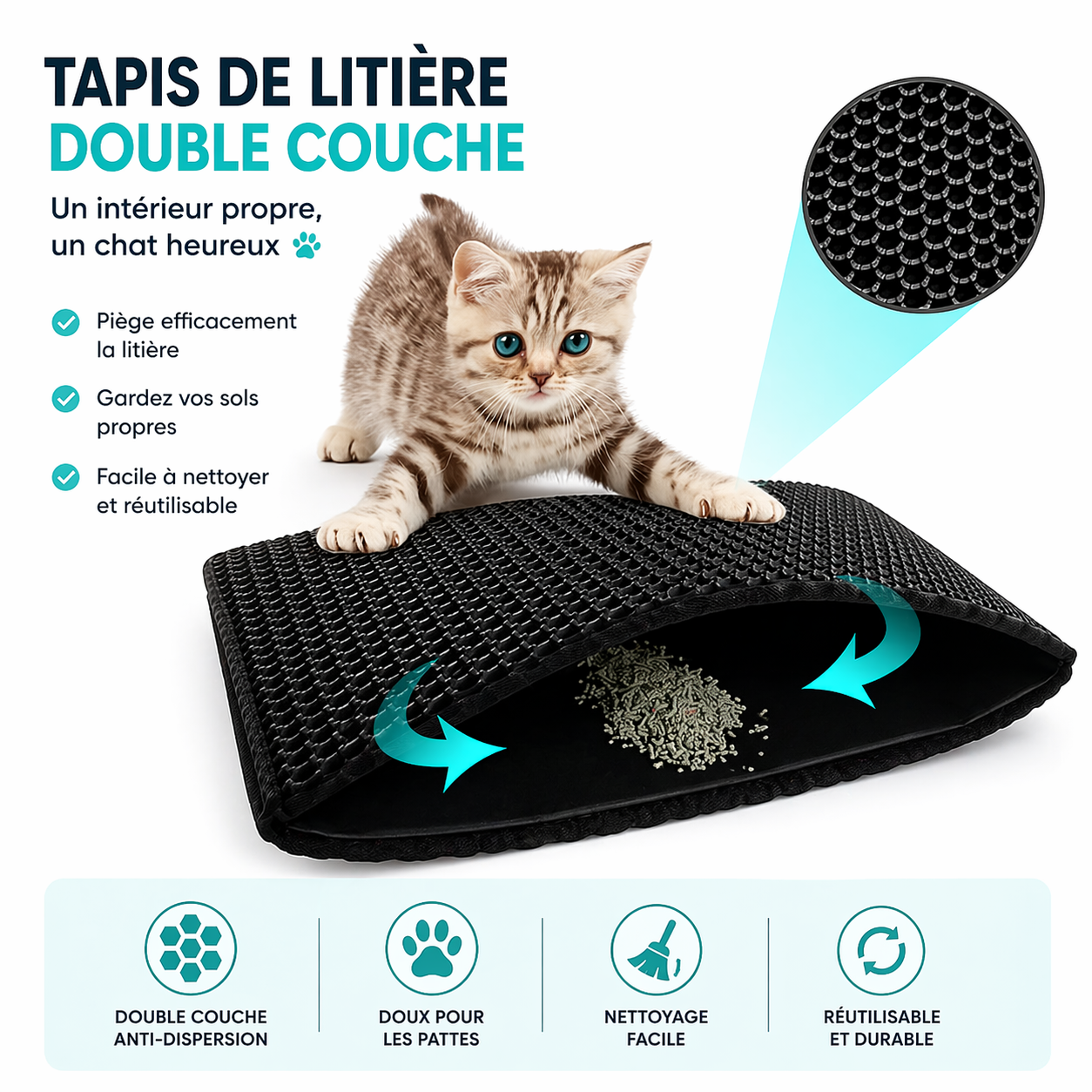 Tapis de litière pour chat